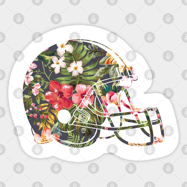 Tropical Floral Print Football Helmet Sticker by Tingsy